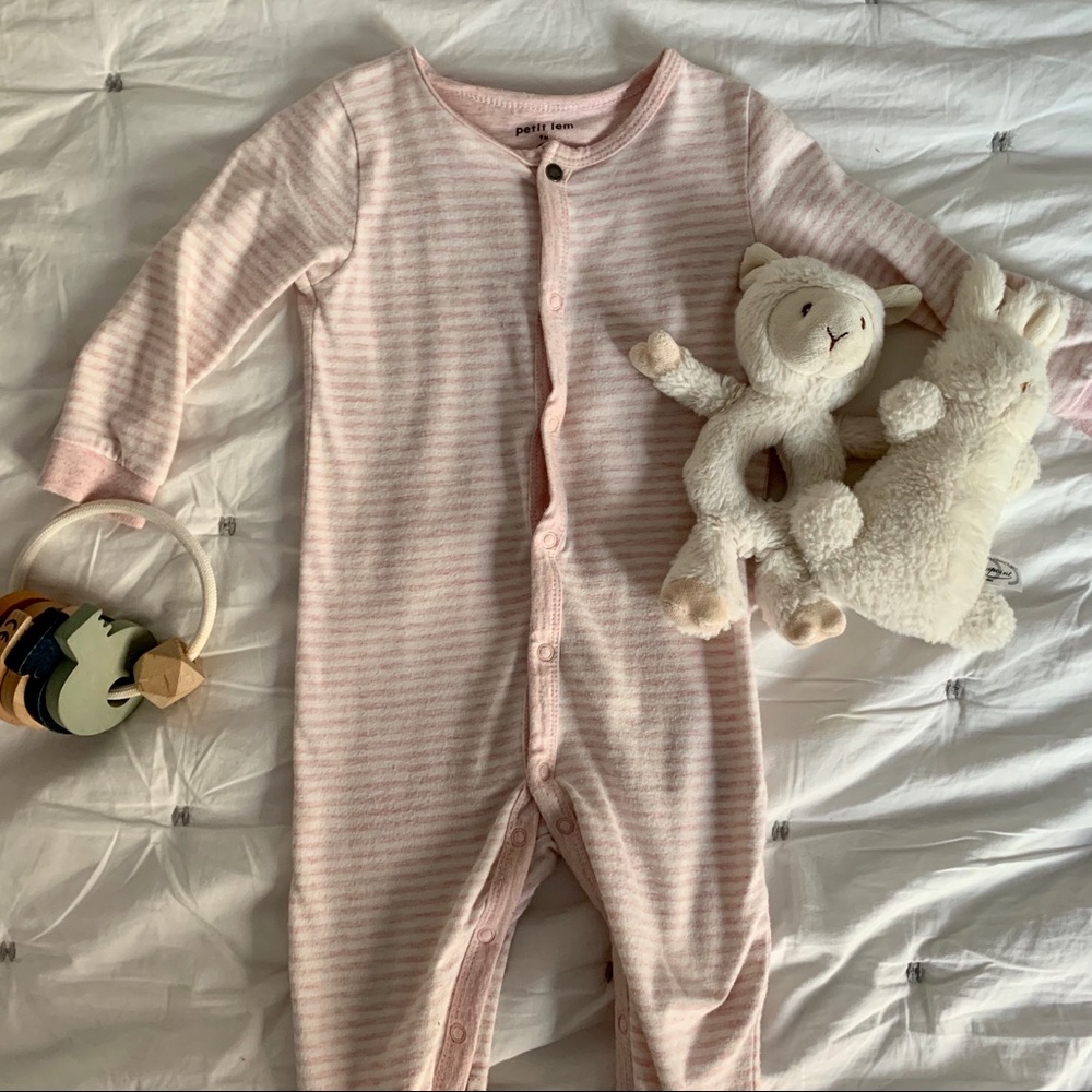 Petit Lem Baby Footie Pajamas in Pink Stripe, 9M